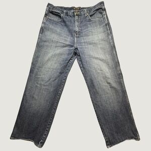 Reverb Jeans Mens 38x30 Relaxed Wide Leg Baggy Blue Embroidered Pocket Denim